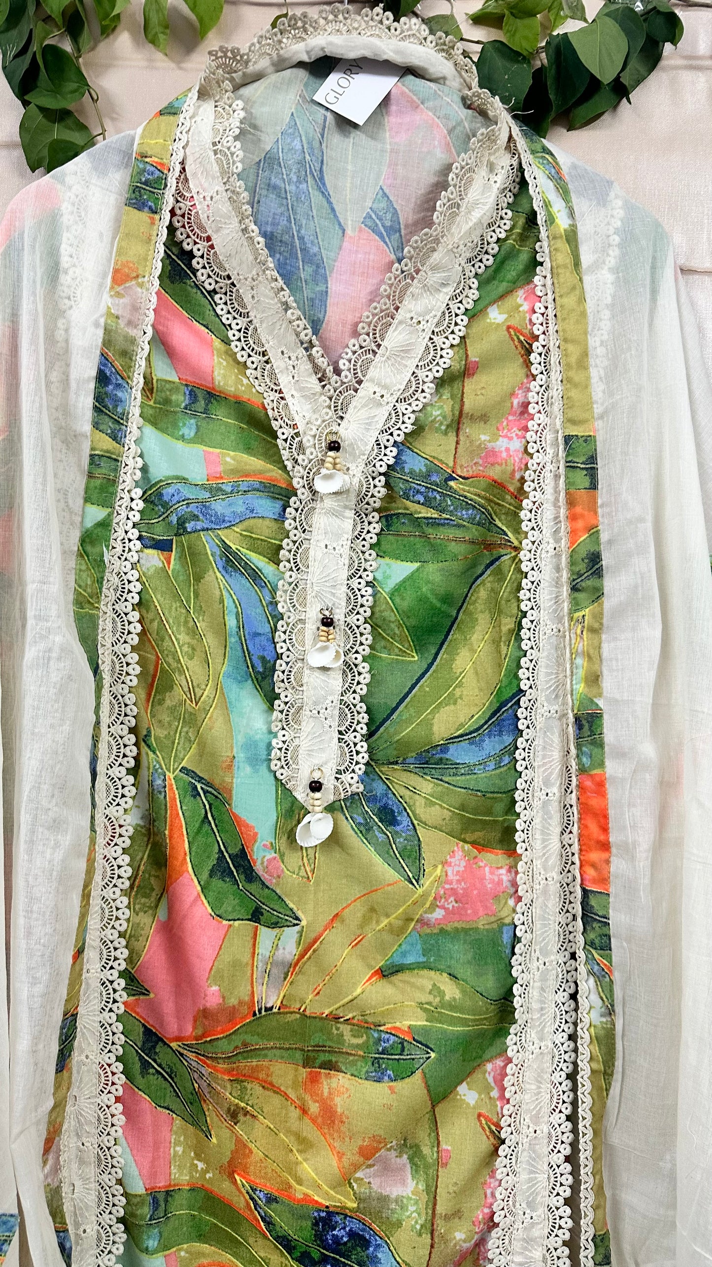 Pastel Palms Cotton Suit