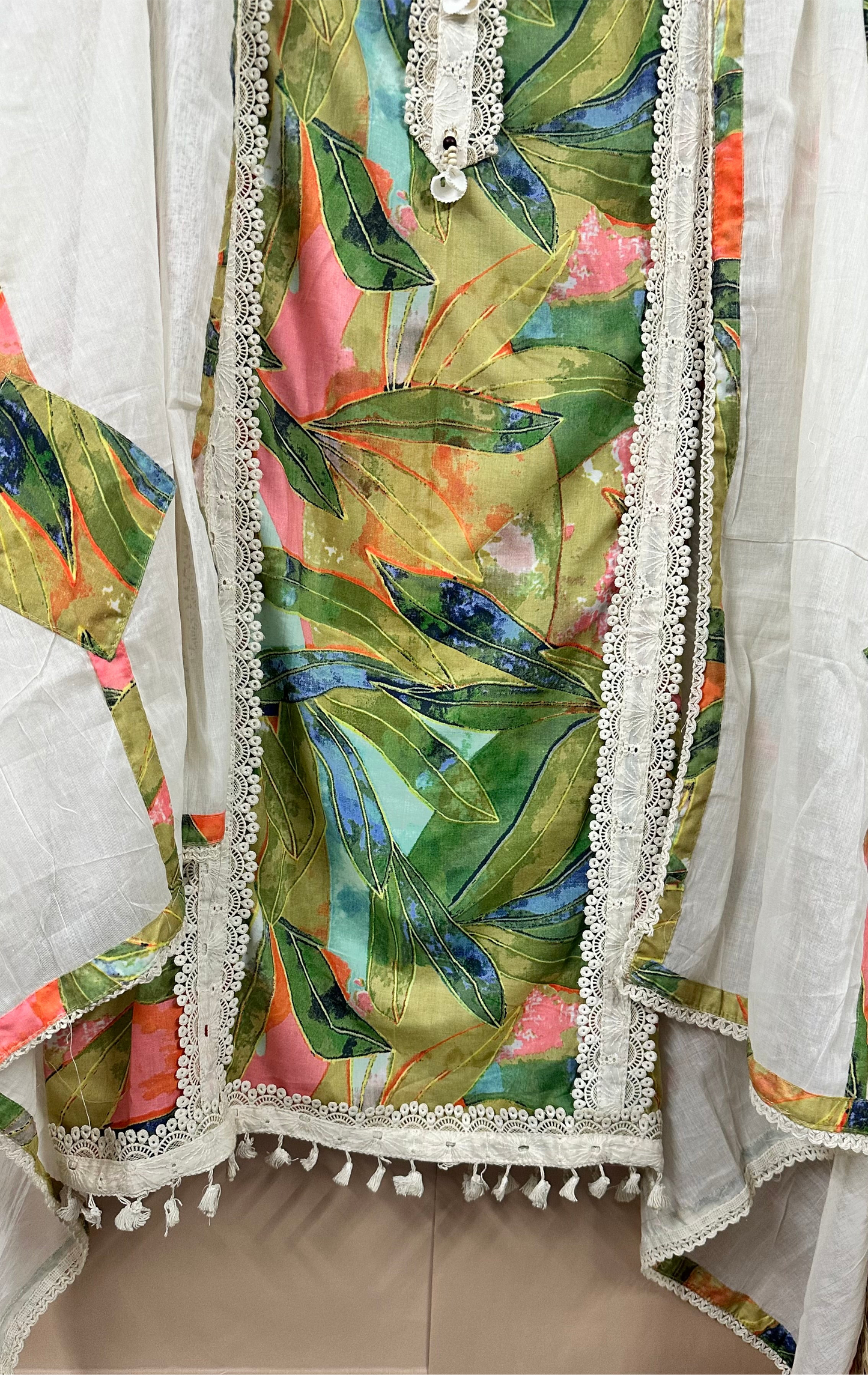 Pastel Palms Cotton Suit